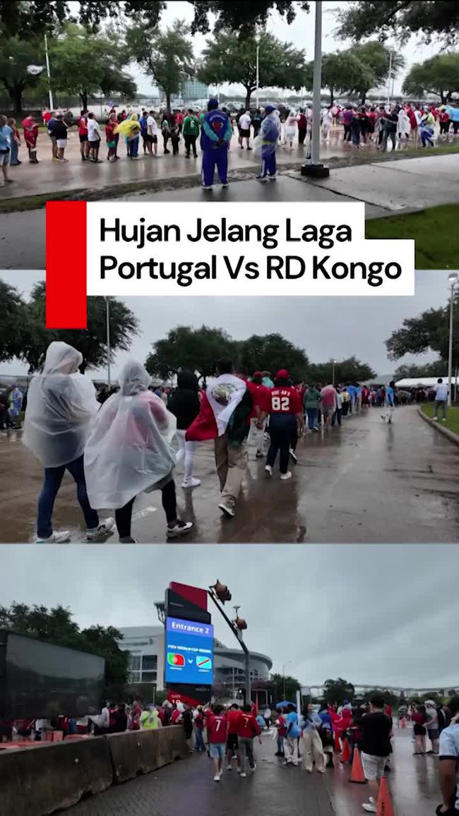 Semangat Suporter Meski Hujan Menjelang Pertandingan Portugal Vs RD Kongo